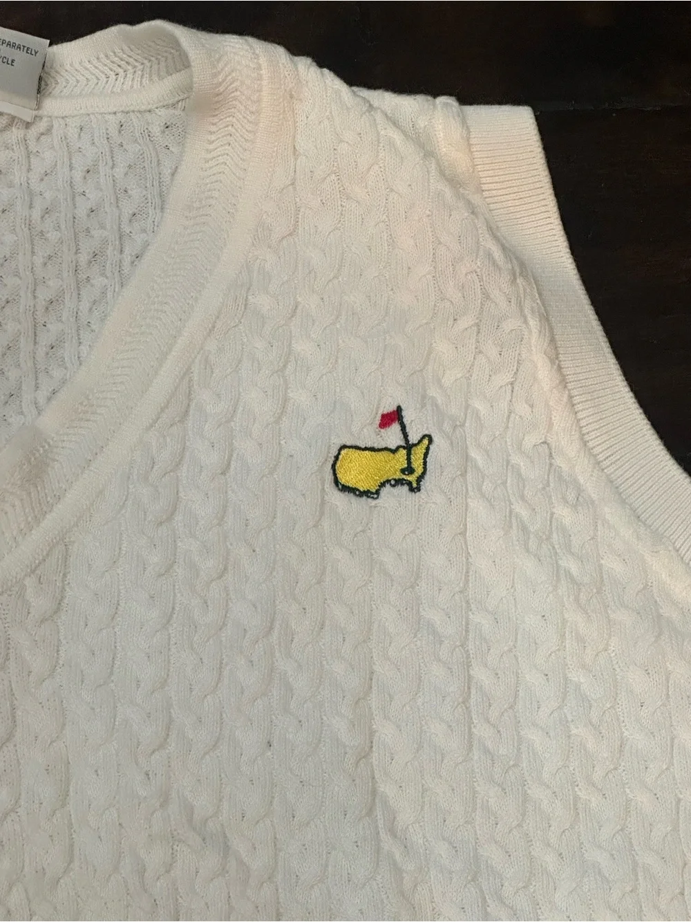 Masters Collection Cable Knit Golf Sweater Vest White Size Small 38909